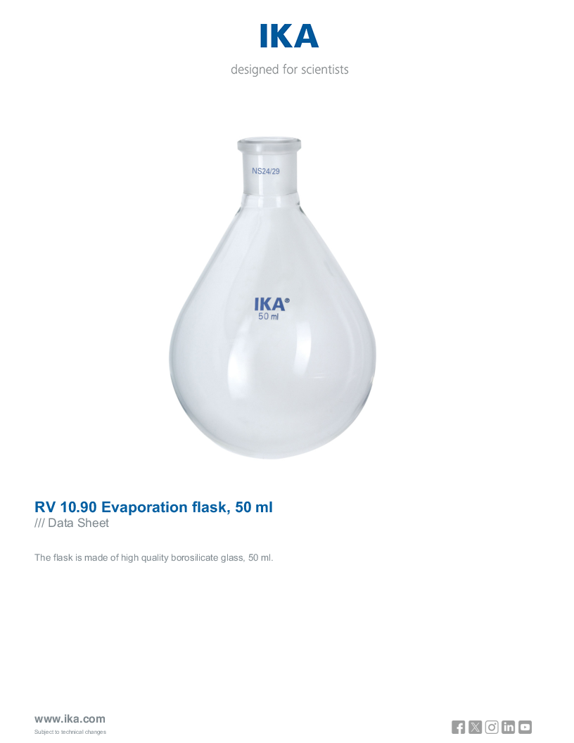

Data Sheet RV 10.90 Evaporation flask 50 ml

