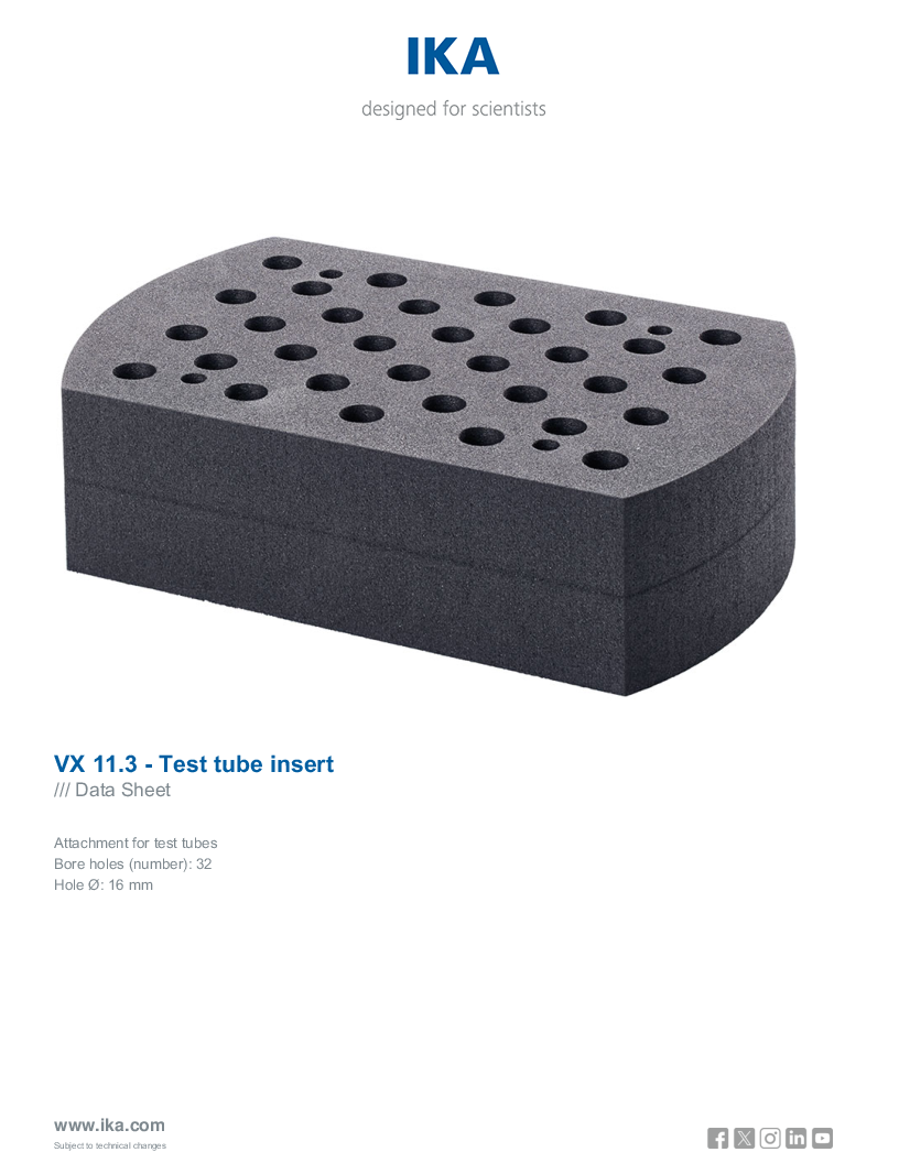 

Data Sheet VX 11.3   Test tube insert

