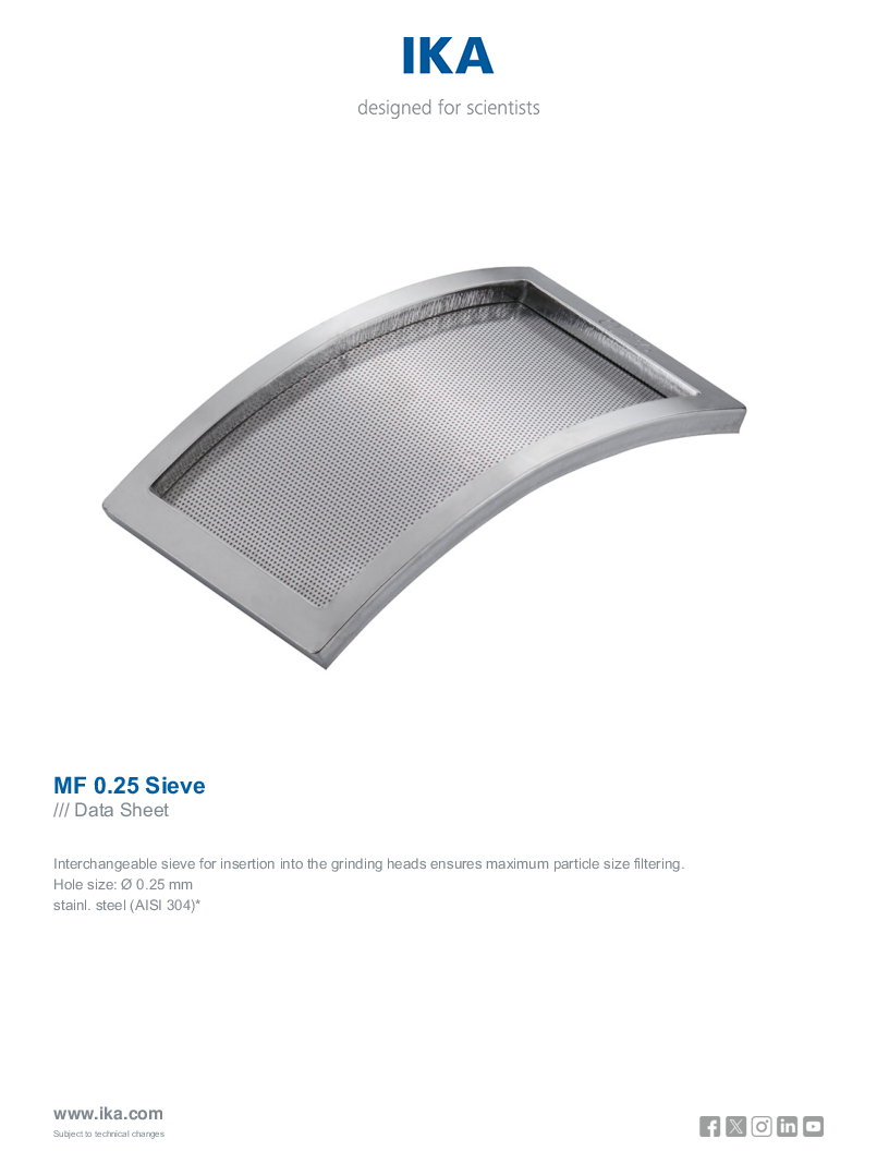 

Data Sheet MF 0.25 Sieve

