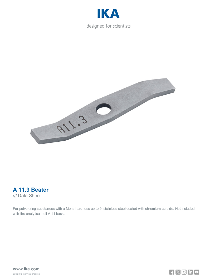 

Data Sheet A 11.3 Beater

