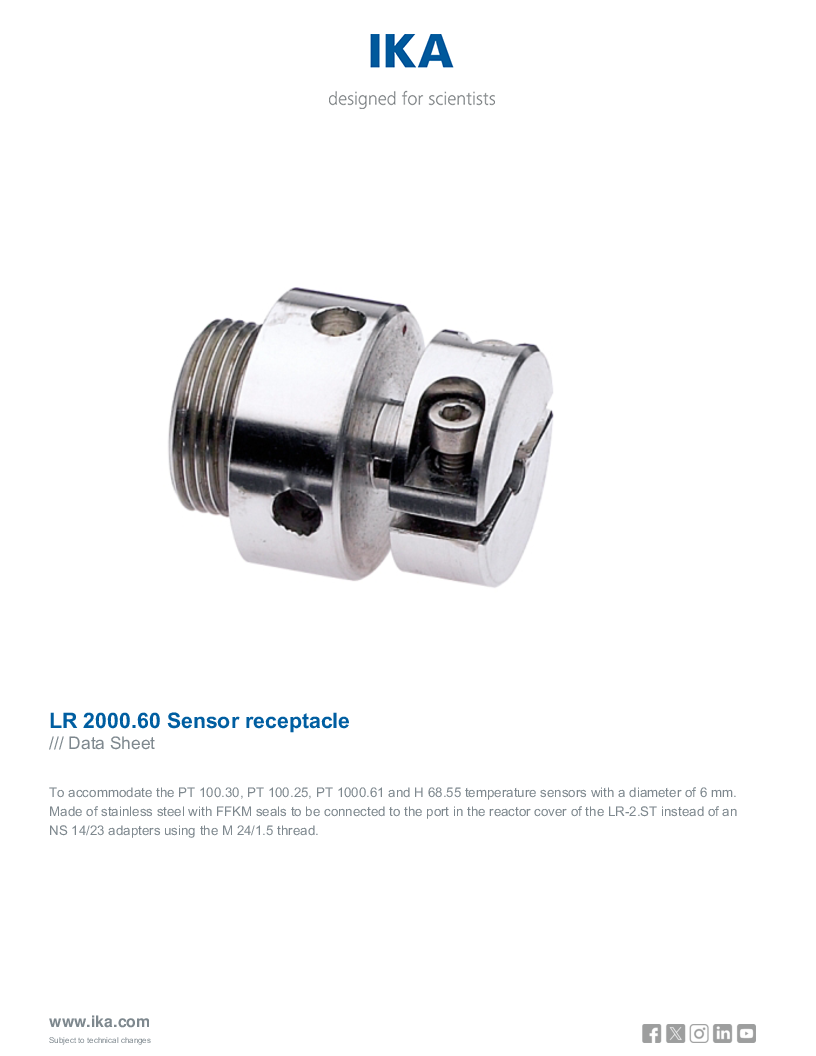 

Data Sheet LR 2000.60 Sensor receptacle

