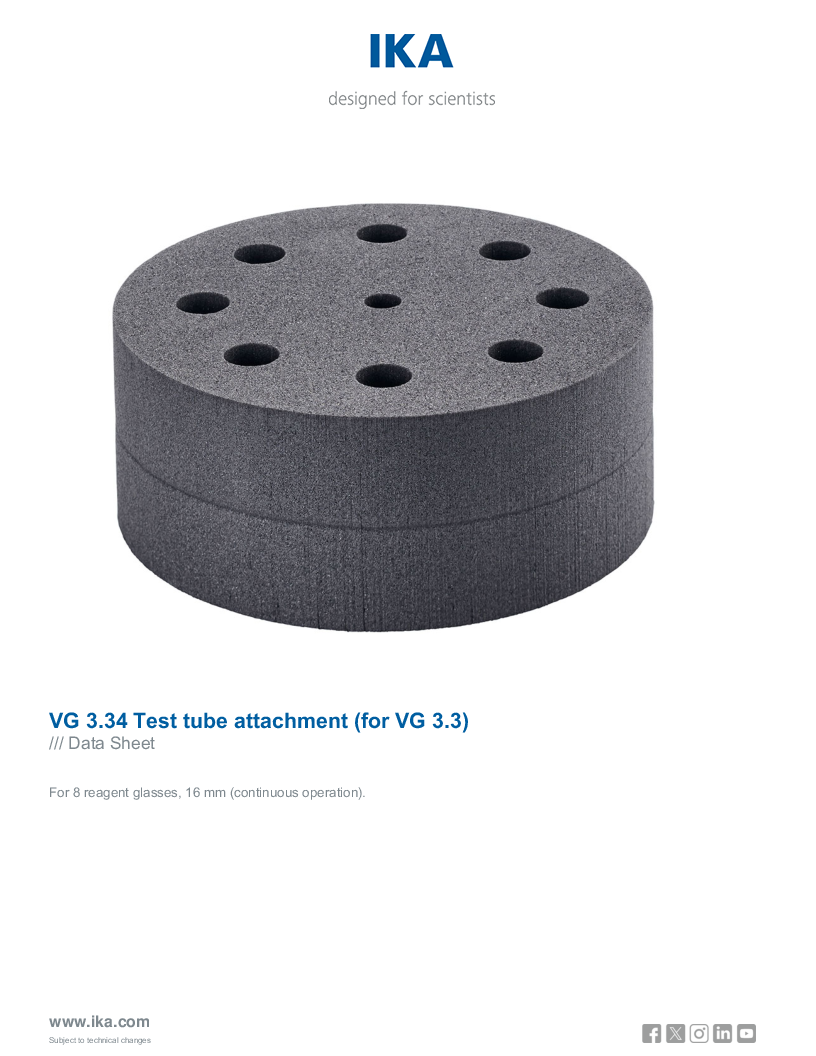 

Data Sheet VG 3.34 Test tube attachment  for VG 3.3 

