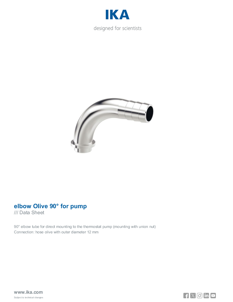 

Data Sheet elbow Olive 90  for pump


