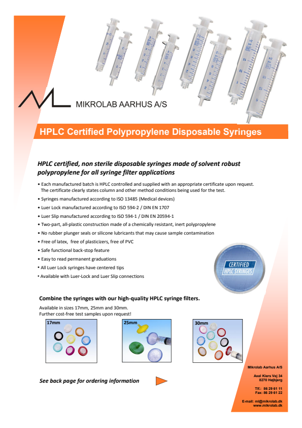

HPLC Certified Syringes

