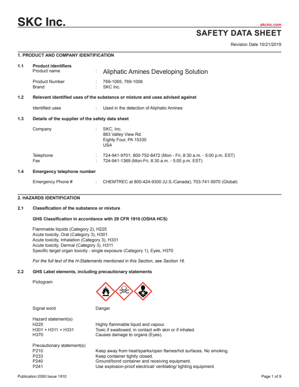 

SDS Aliphatic Amines Developing Solution ENG

