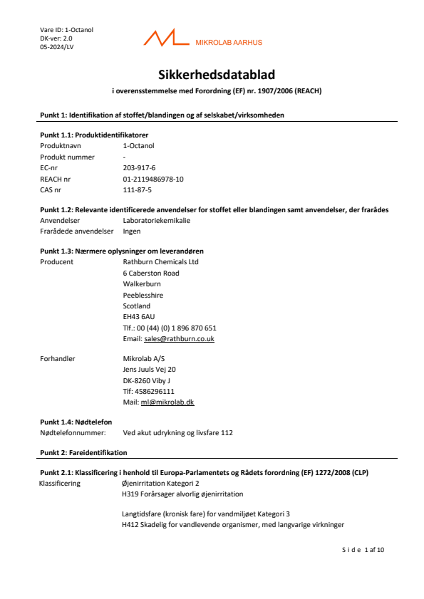 

1 Octanol

