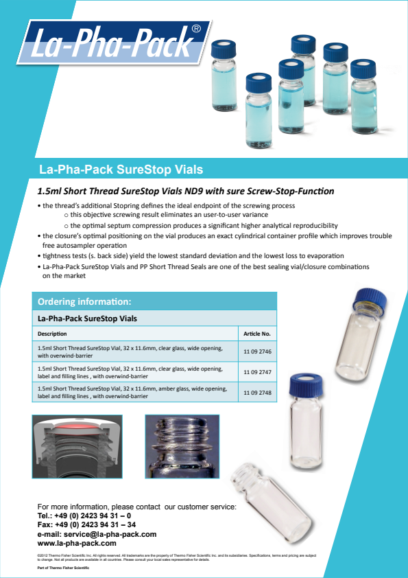 

La Pha Pack Brochure   SureStop Vials

