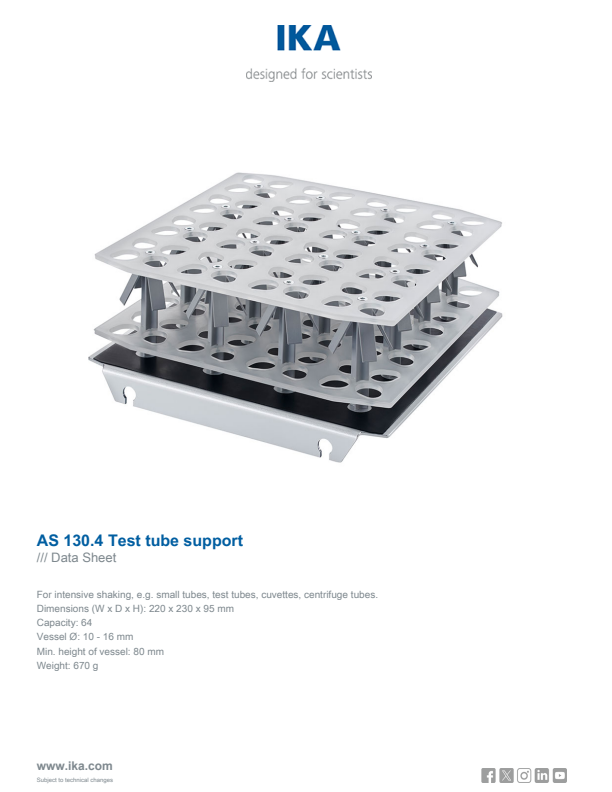 

Data Sheet AS 130.4 Test tube support

