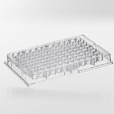 Mikrotiterplade klar PS 96 brønde V-form  300 µl. Max 4.500g.