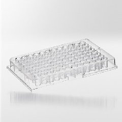 Mikrotiterplader klar PS 96 brønde F-form 300 µl. Steril R. Max 4.500g.