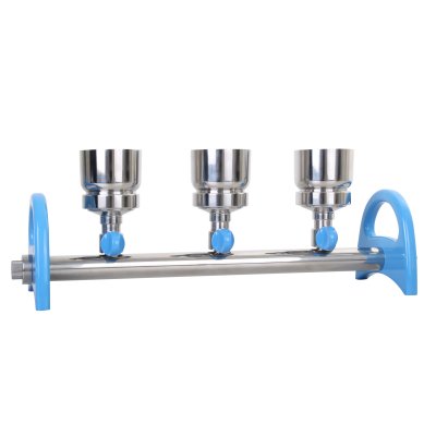 MultiVac 301-MB filtreringsmanifold med 3 stk. 100 ml rustfri stål tragte