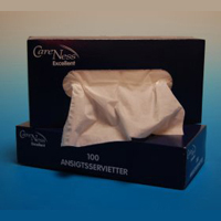 Tissue for hand and face. 21 x 21 cm 10 boxes of 100 pcs.