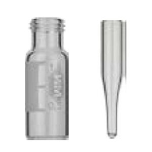 N9 vial for screw cap 1.5 ml 11.6 x 32 mm clear glass with graduation and label. 0,2 ml insert