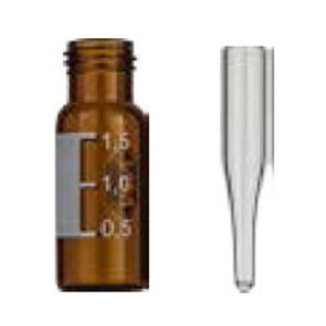 N9 vial for screw cap 1.5 ml 11.6 x 32 mm amber glass with graduation and label. 0,2 ml insert