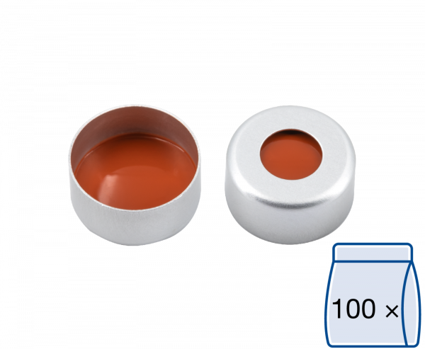 Crimp låg til N11 vial Gummi/PTFE 1,0 mm septum