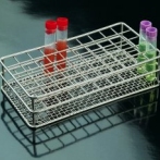 Rack rustfri stål til 50 stk. 12 mm prøverør  155 x 80 x 35 mm. Autoklaverbar