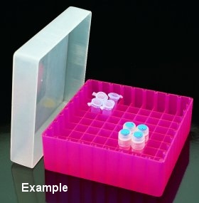 Æske PP til 81 stk. mikrorør - rød Autoklaverbar op til 121°C. Tåler -196°C