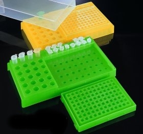 PCR rack/workstation til 0.2 ml - 0.5 ml og 1.5/2 ml mikrorør. Gul