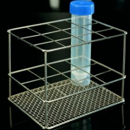Rack rustfri stål til 8 stk. 30 mm ø prøverør  138 x 70 x 92 mm. Autoklaverbar