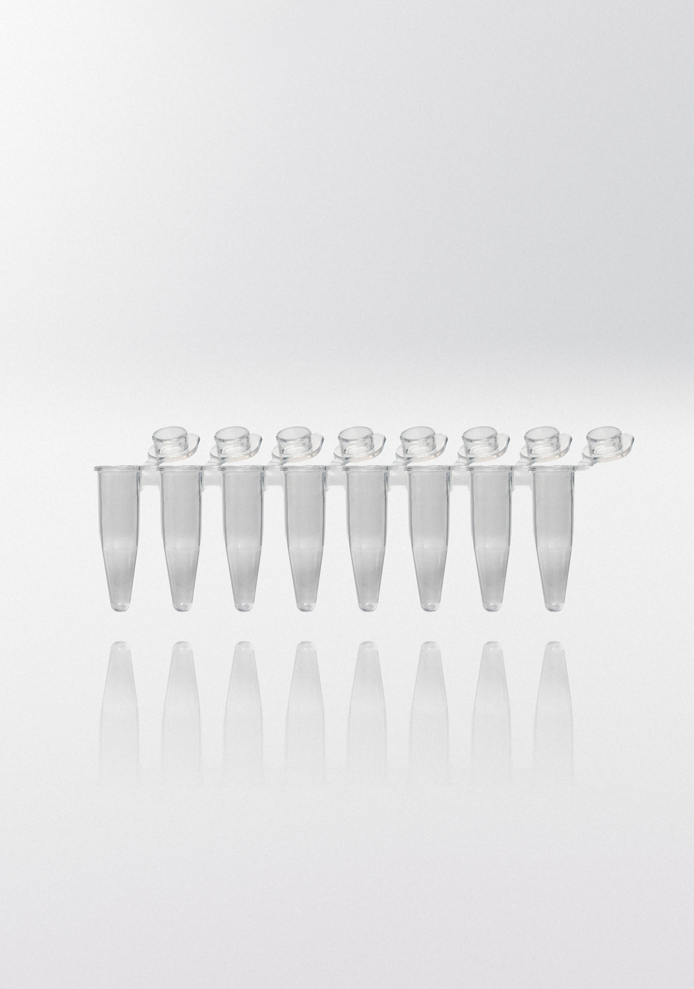 PCR rør 0.2 ml natur PP strips m/8 rør individuelt hængslede flade låg PCR ready 20.000G