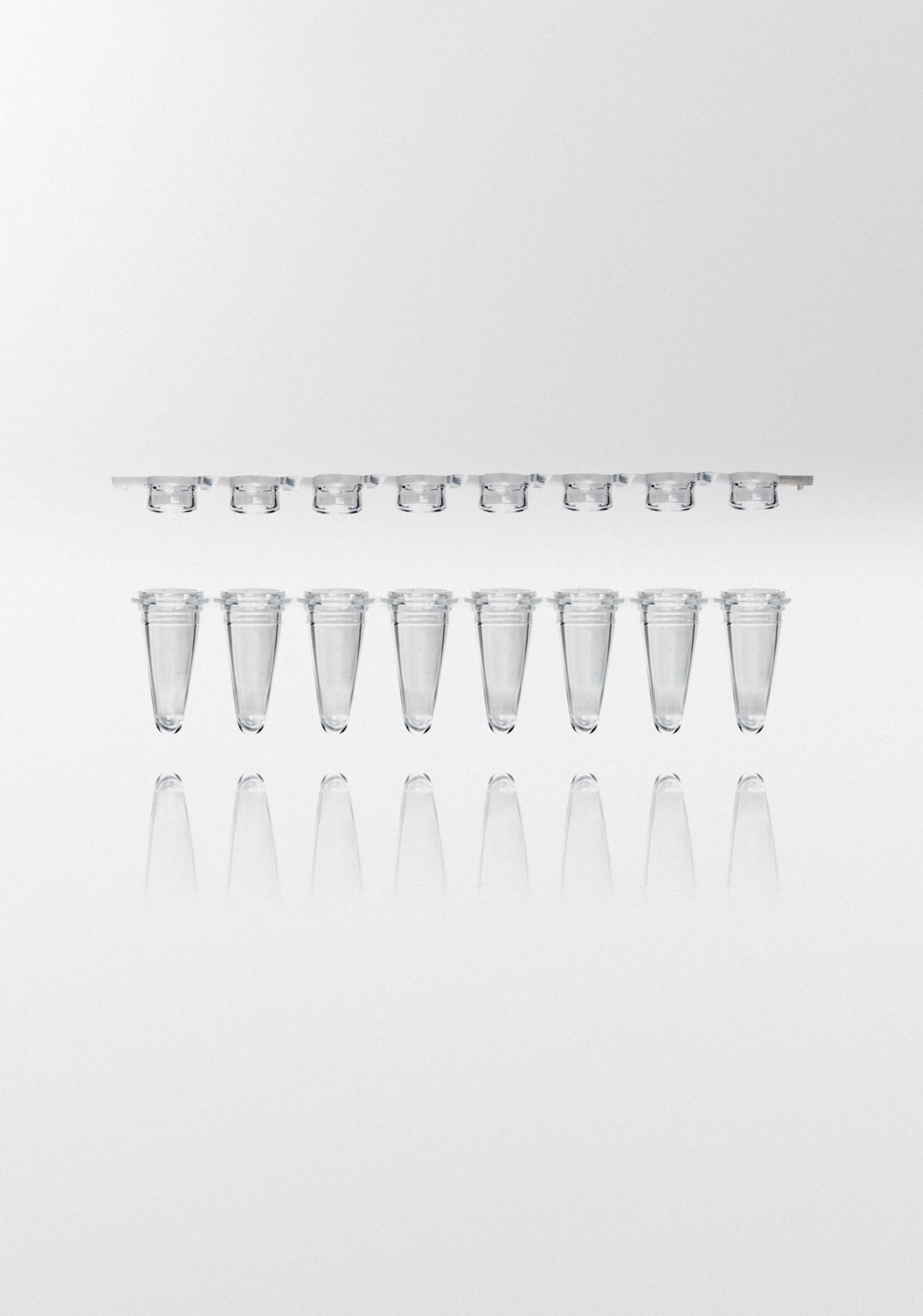PCR tubes 0.1 ml natural PP strips w/8 tubes incl. flat caps as strips PCR ready 6.000G low profile