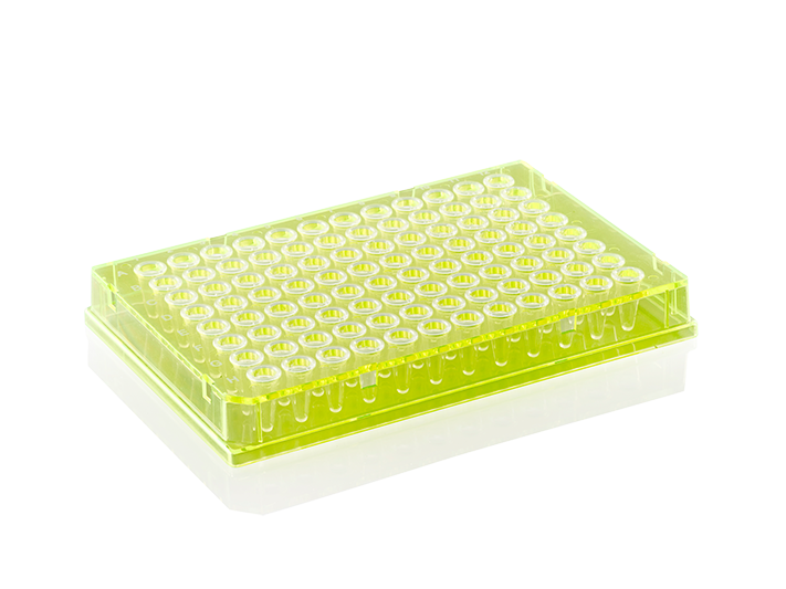 PCR plade X-Frame 96 brønde 0.1 ml lav profil fuld skørt gul PP