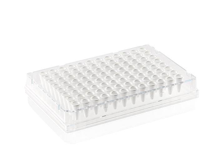 PCR plade 96 brønde 0.2 ml lav profil fuld skørt hvid PP