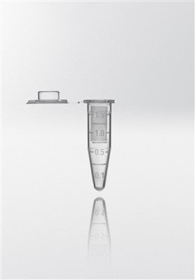 Microtube PP 1,5 ml with attached cap RNase-, DNase- and Pyrogen free. 20.000G