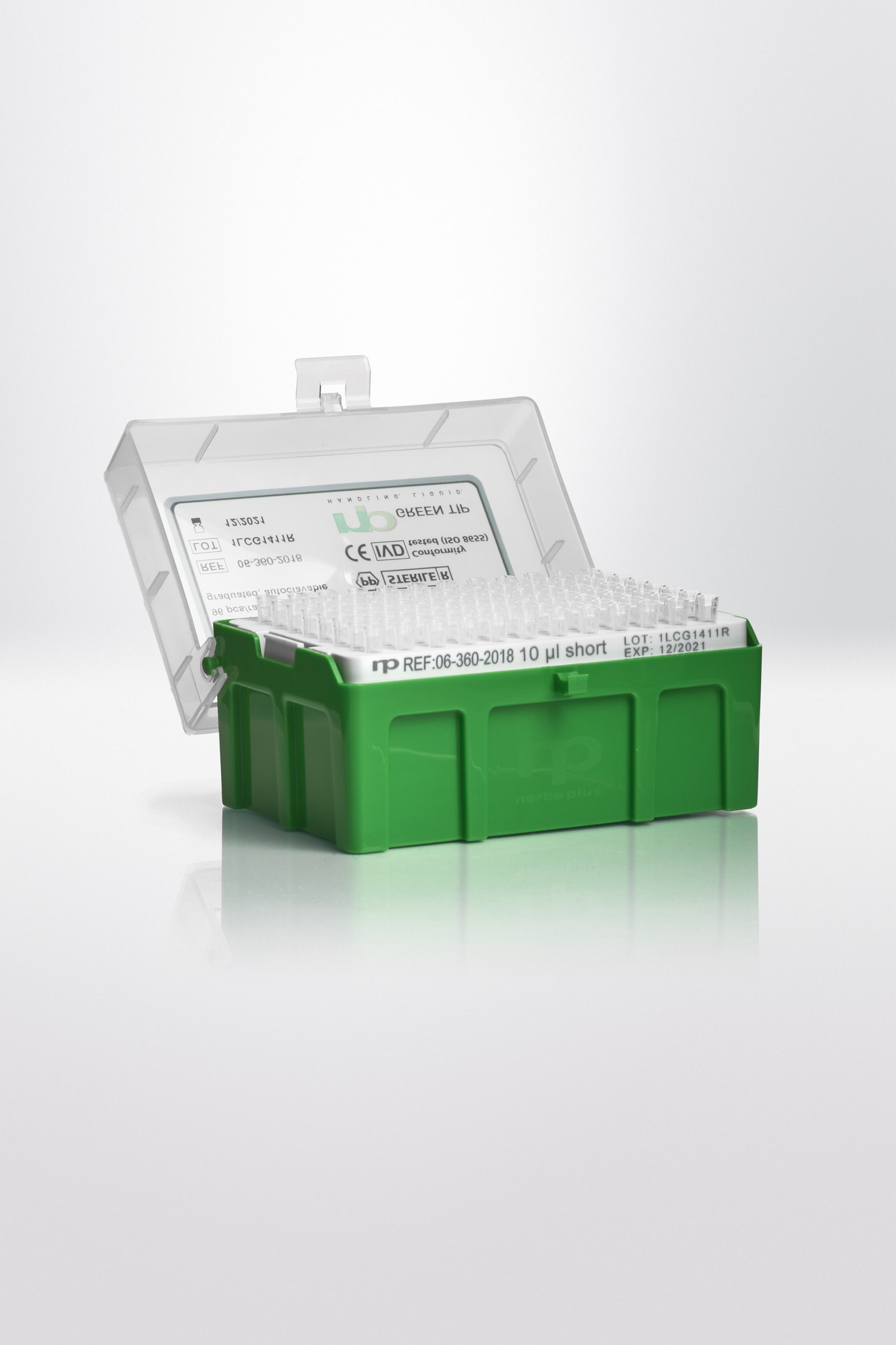 Pipettespids PP 10 µl kort Steril R 96 tips/rack RNase DNase Pyrogen og DNA fri