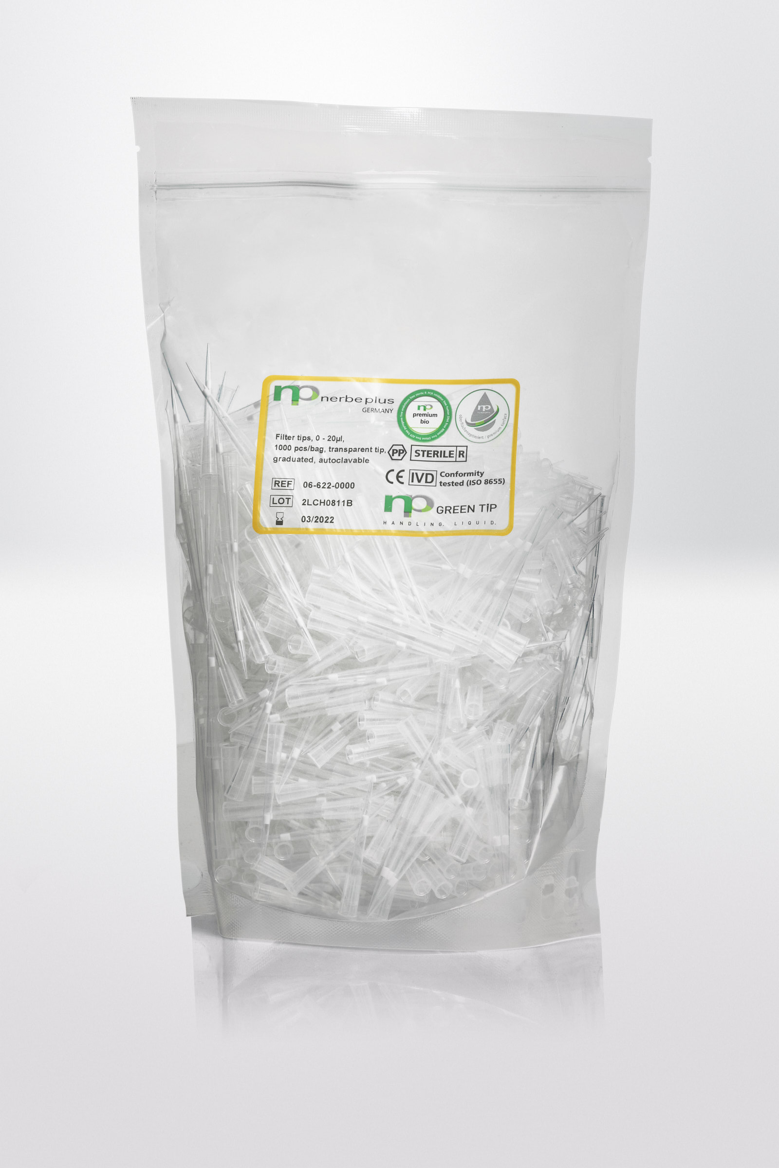 Filterspids PP 20 µl Steril R Bulk RNase DNase Pyrogen og DNA fri