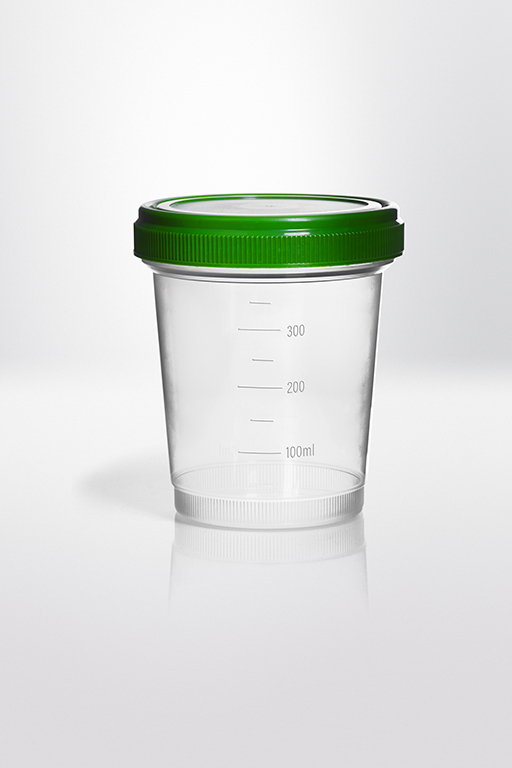 Beholder PP 400 ml 97,5 X 112,5 mm med separat grønt skruelåg af HDPE