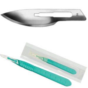 Engangsskalpel str. 24 Steril R enkeltvist pakkede skaft ca. 10 cm