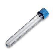 Test tube PS 10 ml round bottom 16 x 100 mm with blue screw cap of PP