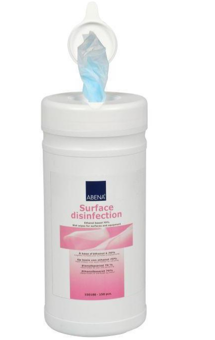 Surface disinfectant tissue wipes 70 % alcohol. 20 x 20 cm