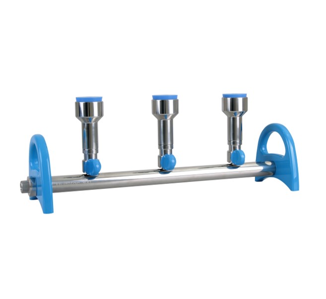MultiVac 300-MS 3 Places S.S. Manifold  with No. 8 stopper funnel adaptor