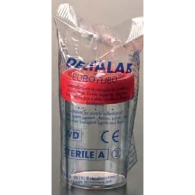 Beholder PS 60 ml 38 x 65 mm med monteret skruelåg Steril A enkeltvis pakket