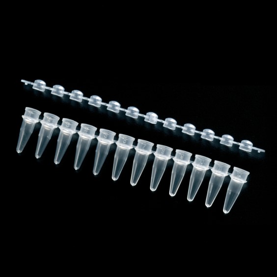 PCR tubes 0.2 ml strip with 12 tubes + strip with 12 domed cap  nature. RNAse. D