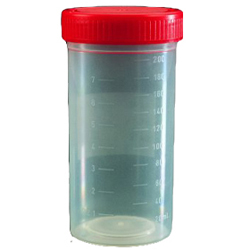 Container PP 210 ml 57 x 116 mm with mounted screw cap
