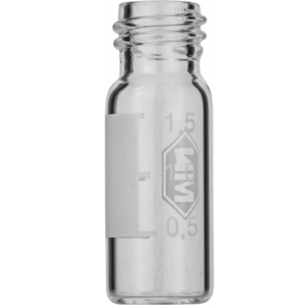 N10 vial til skruelåg 1.5 ml 11.6 x 32 mm klar glas med inddelinger og skrivefelt
