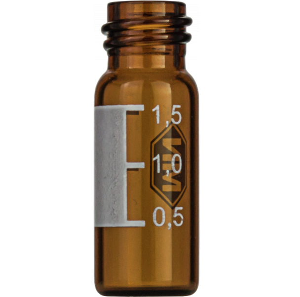 N10 vial til skruelåg 1.5 ml 11.6 x 32 mm brun glas med inddelinger og skrivefelt
