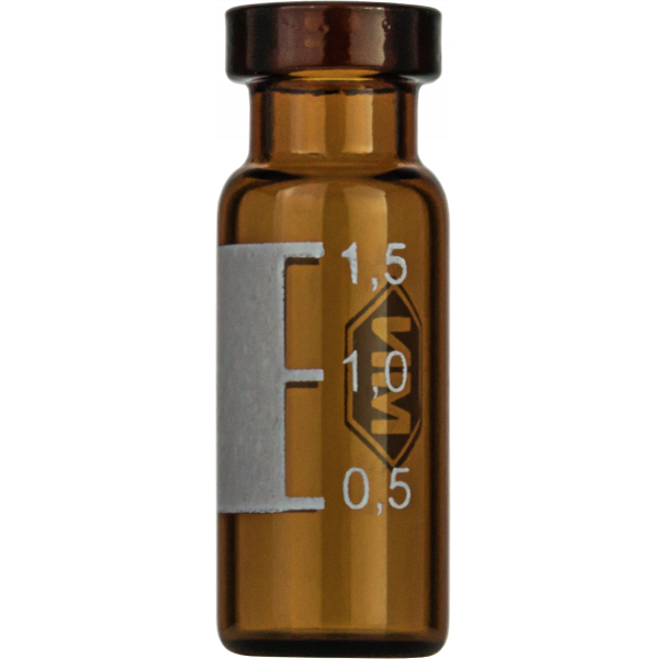 N11 vial til crimp låg 1.5 ml 11.6 x 32 mm brun coated glas med inddelinger og skrivefelt