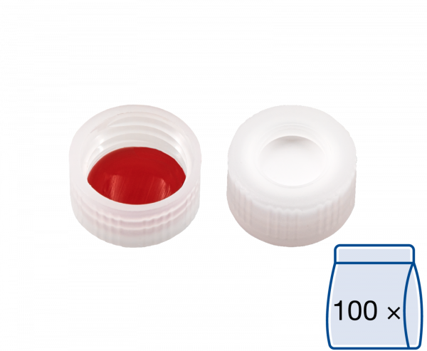 Skruelåg til N9 vial Silikone/PTFE 1,0 mm septum