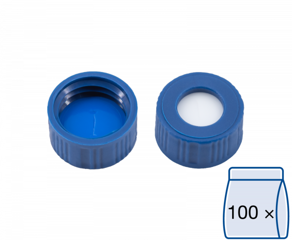 Skruelåg til N9 vial Silikone/PTFE forskåret 1,0 mm septum
