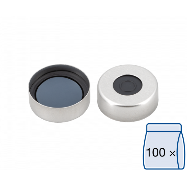 Crimp cap for N20 vial Silver Butyl/PTFE 3.0 mm septum