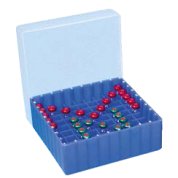 Æske til N8/N9/N10 skruevials og N11  crimp/snap 81 huller. blå med transparent låg