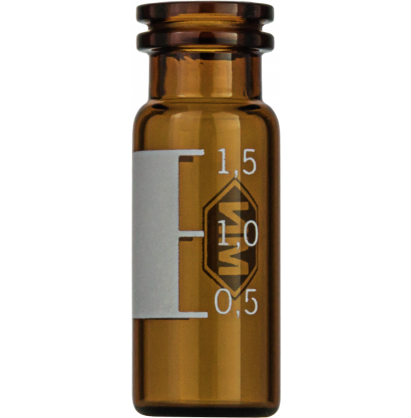 N11 vial til snap låg 1.5 ml 11.6 x 32 mm brun glas med inddelinger og skrivefelt