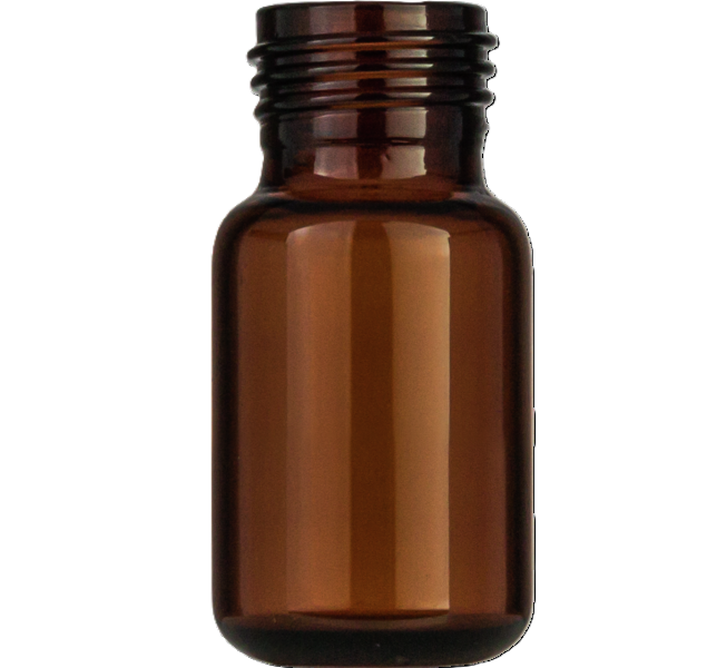 Screw neck vial, N 18, 22.5x46.0 mm, 10.0 mL, rounded bottom, amber