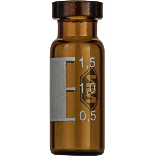 N11 vial til crimp låg 1.5 ml 11.6 x 32 mm brun glas med inddelinger og skrivefelt