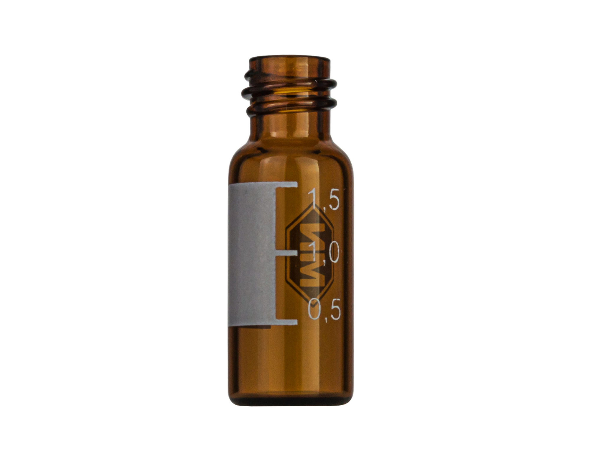 N8 vial til skruelåg 1.5 ml 11.6 x 32 mm brun glas med inddelinger og skrivefelt