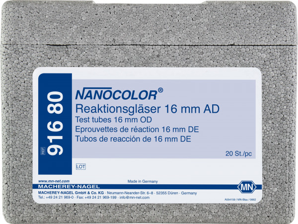 NANOCOLOR test tubes 16 mm OD (pack 20) empty test tubes